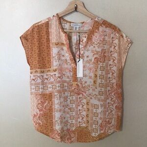 NEW Cupcakes and Cashmere Patchwork Print Top